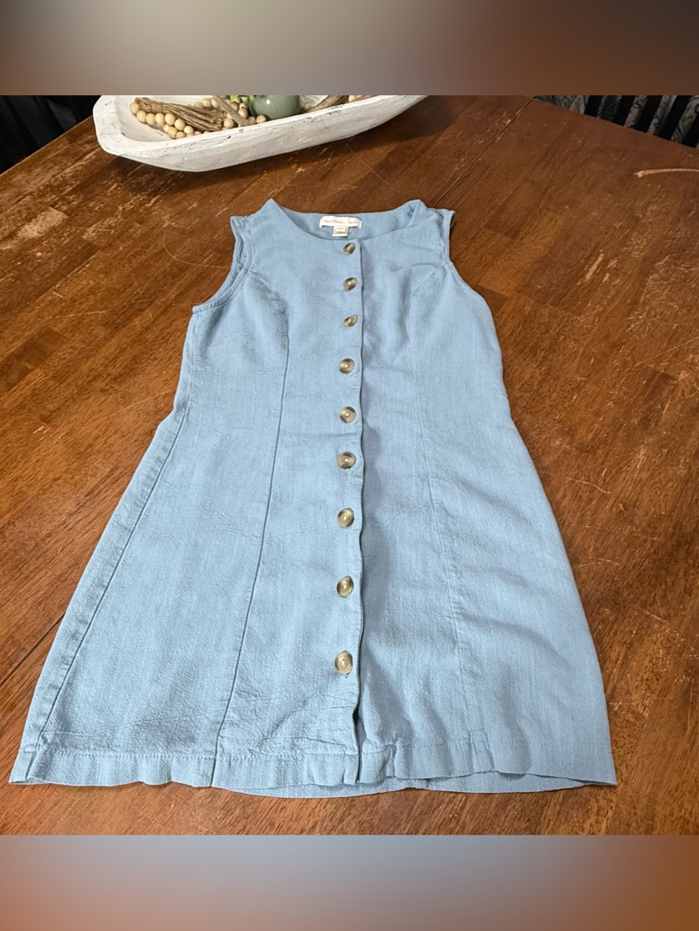 Monteau Light Blue Medium Button-Front Sleeveless Midi Dress